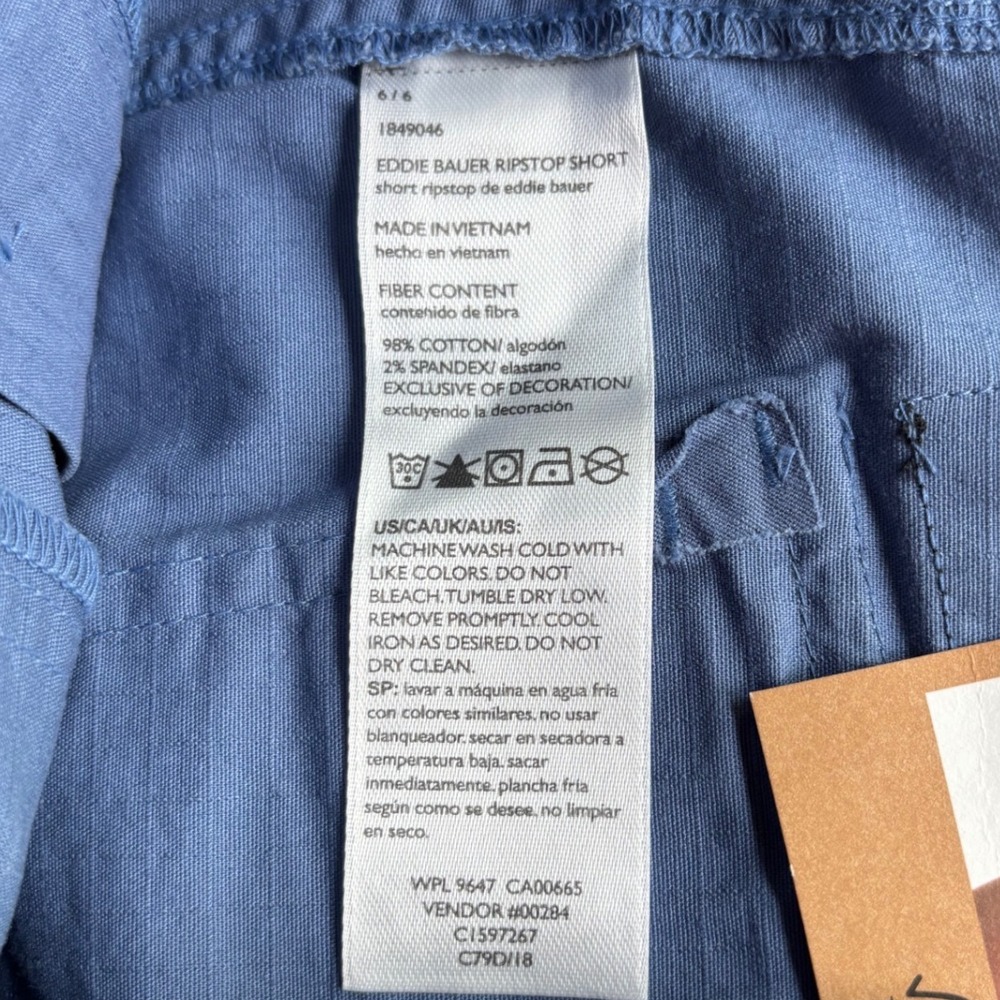 NWT Size 6 Eddie Bauer Ripstop Shorts Womens Blue Durable Cargo Hiking - Picture 6 of 6